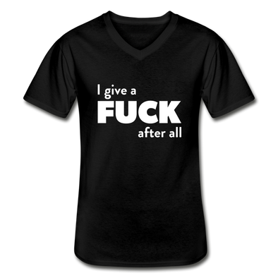 Männer-T-Shirt mit V-Ausschnitt: I give a fuck after all. - Schwarz
