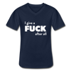Männer-T-Shirt mit V-Ausschnitt: I give a fuck after all. - Navy