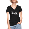 Frauen-T-Shirt mit V-Ausschnitt: I give a fuck after all. - Schwarz
