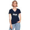 Frauen-T-Shirt mit V-Ausschnitt: I give a fuck after all. - Navy