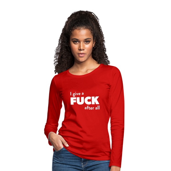 Frauen Premium Langarmshirt: I give a fuck after all. - Rot