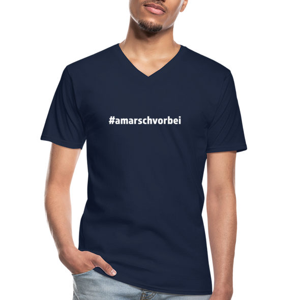 Männer-T-Shirt mit V-Ausschnitt: Am Arsch vorbei (#amarschvorbei) - Navy