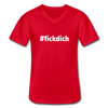 Männer-T-Shirt mit V-Ausschnitt: Fick Dich (#fickdich) - Rot