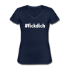 Frauen-T-Shirt mit V-Ausschnitt: Fick Dich (#fickdich) - Navy