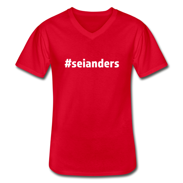 Männer-T-Shirt mit V-Ausschnitt: Sei anders (#seianders) - Rot