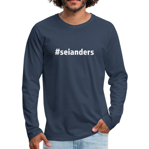 Männer Premium Langarmshirt: Sei anders (#seianders) - Navy