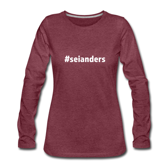 Frauen Premium Langarmshirt: Sei anders (#seianders) - Bordeauxrot meliert