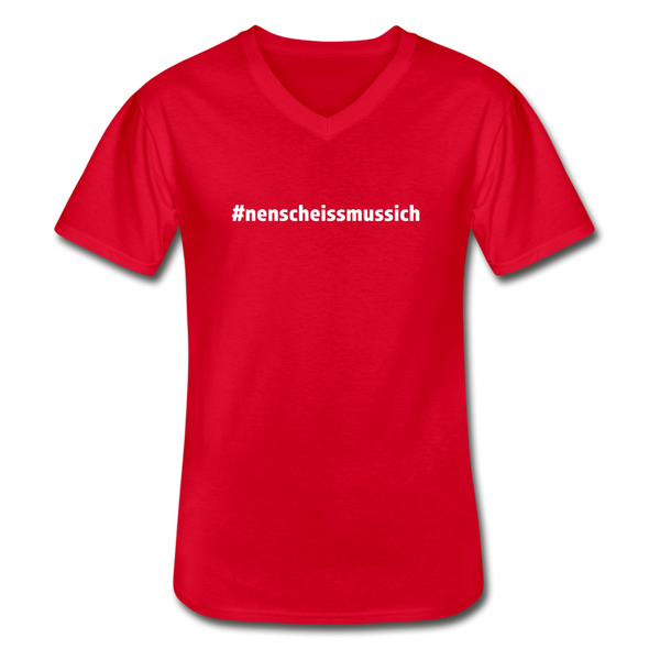 Männer-T-Shirt mit V-Ausschnitt: Nen Scheiß muss ich (#nenscheissmussich) - Rot