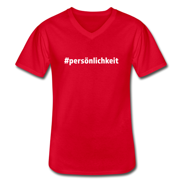 Männer-T-Shirt mit V-Ausschnitt: Persönlichkeit (#persönlichkeit) - Rot