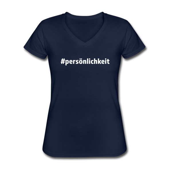 Frauen-T-Shirt mit V-Ausschnitt: Persönlichkeit (#persönlichkeit) - Navy