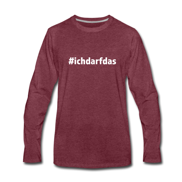 Männer Premium Langarmshirt: Ich darf das (#ichdarfdas) - Bordeauxrot meliert