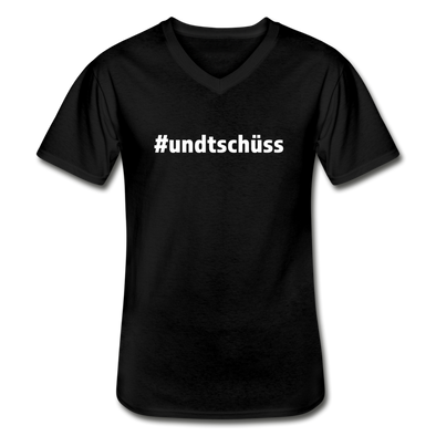 Männer-T-Shirt mit V-Ausschnitt: Und Tschüss (#undtschüss) - Schwarz