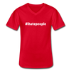 Männer-T-Shirt mit V-Ausschnitt: I hate people (#ihatepeople) - Rot
