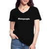 Frauen-T-Shirt mit V-Ausschnitt: I hate people (#ihatepeople) - Schwarz
