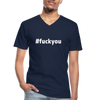 Männer-T-Shirt mit V-Ausschnitt: Fuck you (#fuckyou) - Navy