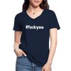 Frauen-T-Shirt mit V-Ausschnitt: Fuck you (#fuckyou) - Navy