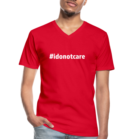 Männer-T-Shirt mit V-Ausschnitt: I do not care (#idonotcare) - Rot
