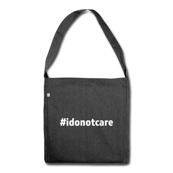 Umhängetasche aus Recycling-Material: I do not care (#idonotcare) - Schwarz meliert