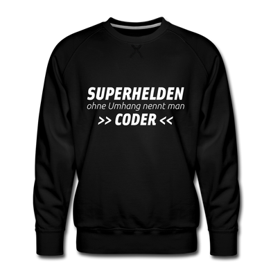 Männer Premium Pullover: Superhelden ohne Umhang nennt man Coder - Schwarz