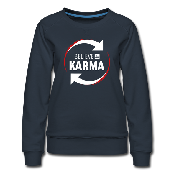 Frauen Premium Pullover: Believe in Karma - Navy