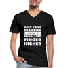 Männer-T-Shirt mit V-Ausschnitt: Keep your head high and your … - Schwarz