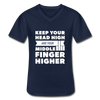 Männer-T-Shirt mit V-Ausschnitt: Keep your head high and your … - Navy