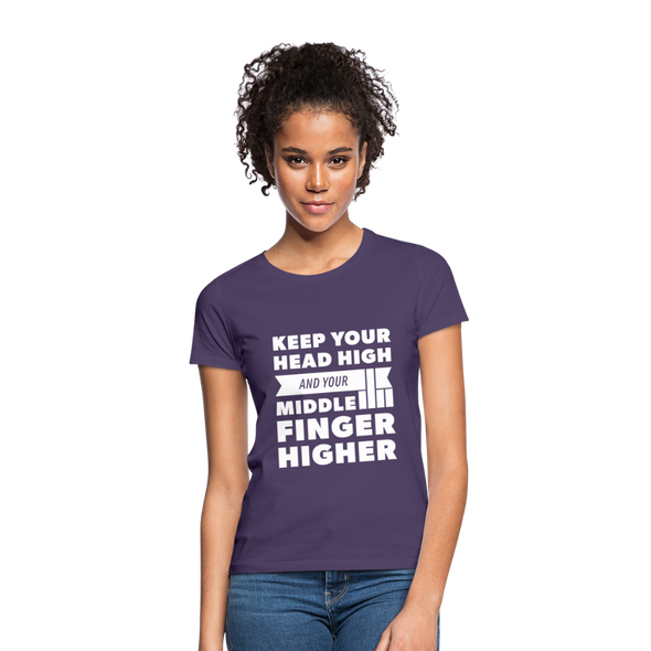 Frauen T-Shirt: Keep your head high and your … - Dunkellila
