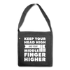 Umhängetasche aus Recycling-Material: Keep your head high and your … - Schwarz meliert