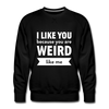 Männer Premium Pullover: I like you because you are weird like me - Schwarz