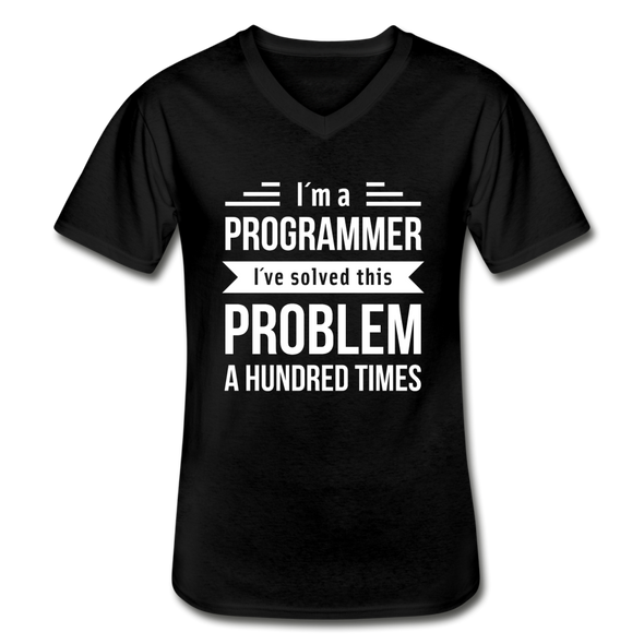 Männer-T-Shirt mit V-Ausschnitt: I´m a programmer. I´ve solved this … - Schwarz