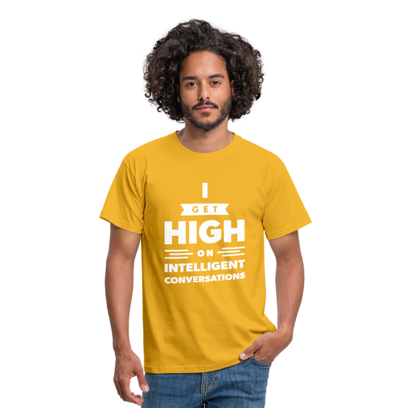 Männer T-Shirt: I get high on … - Gelb