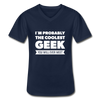 Männer-T-Shirt mit V-Ausschnitt: I´m probably the coolest geek … - Navy