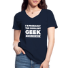 Frauen-T-Shirt mit V-Ausschnitt: I´m probably the coolest geek … - Navy