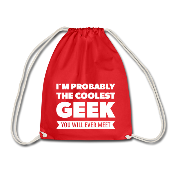 Turnbeutel: I´m probably the coolest geek … - Rot