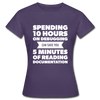 Frauen T-Shirt: Spending 10 hours on debugging … - Dunkellila