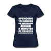 Frauen-T-Shirt mit V-Ausschnitt: Spending 10 hours on debugging … - Navy