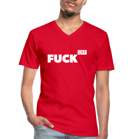 Männer-T-Shirt mit V-Ausschnitt: Fuck off - Rot