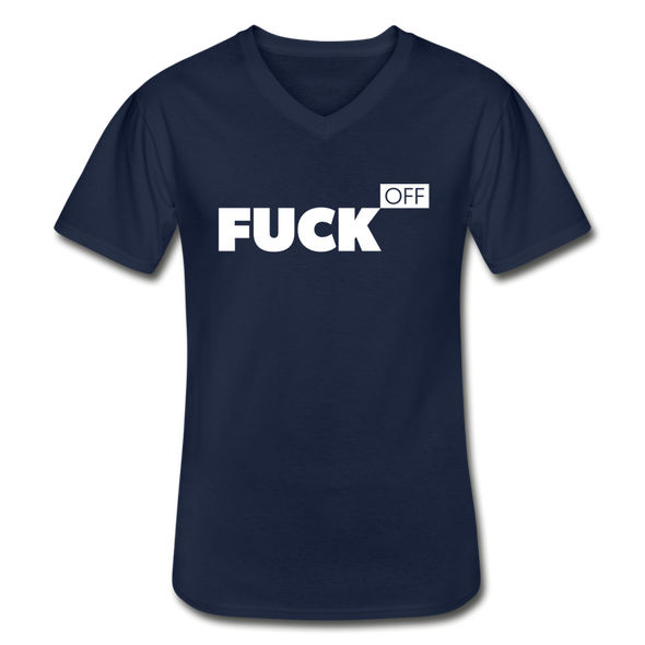 Männer-T-Shirt mit V-Ausschnitt: Fuck off - Navy