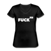 Frauen-T-Shirt mit V-Ausschnitt: Fuck off - Schwarz