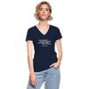 Frauen-T-Shirt mit V-Ausschnitt: Basic research is what I am doing when … - Navy